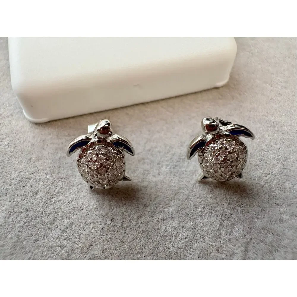 .75CTW Moissanite Turtle Earrings - New! Sterling Silver - Picture 5 of 7